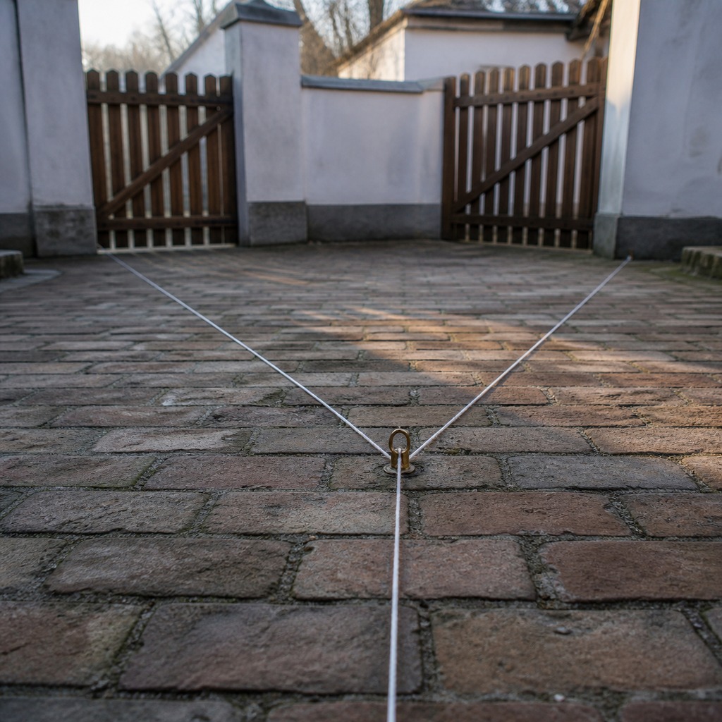 Geodetska linija u starom vojvođanskom dvorištu račva se ka dva odvojena drvena ulaza.
